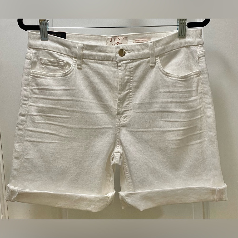 JEN7 Mid Rise Rolled Denim Bermuda Shorts NWT